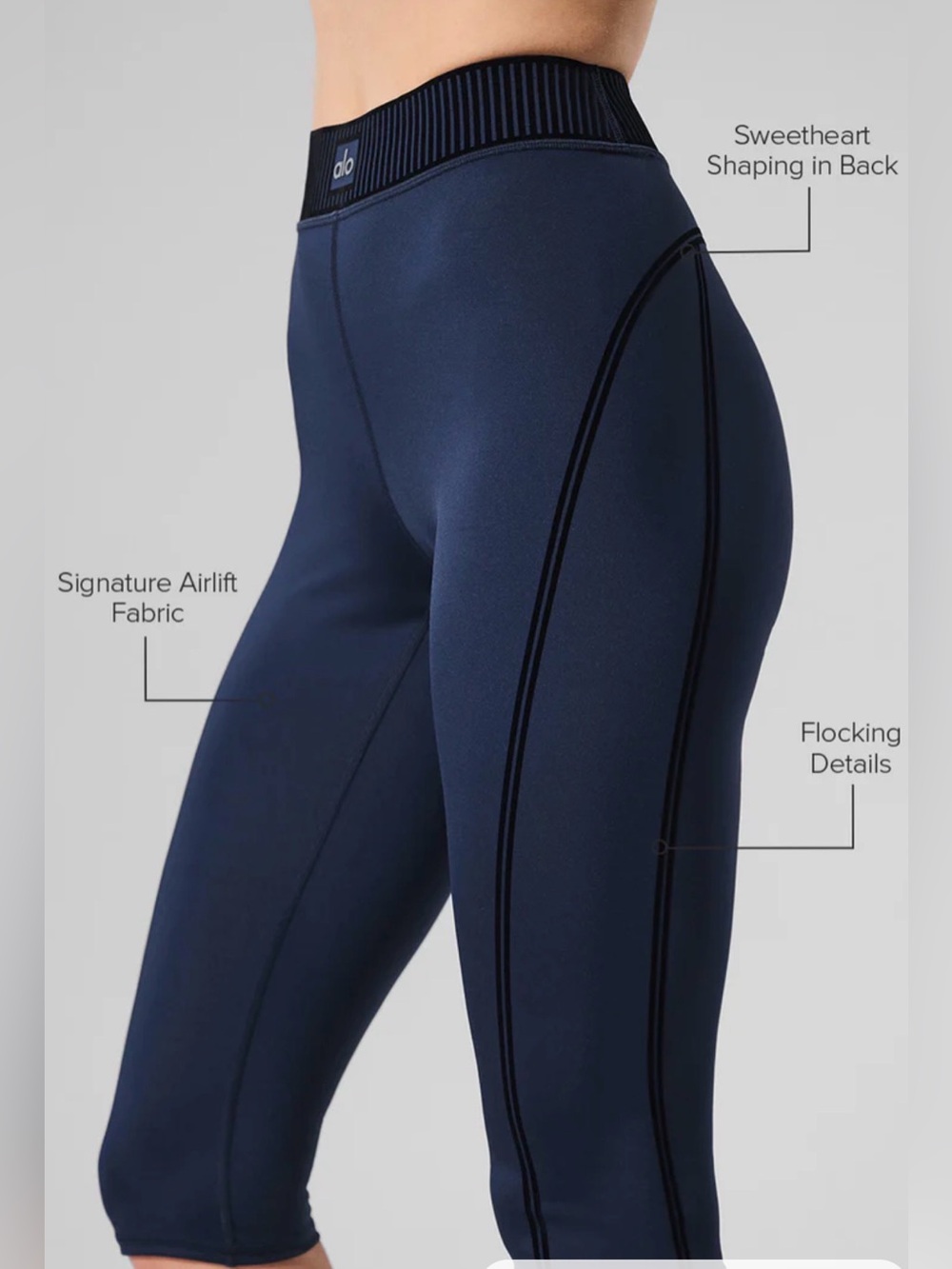 ALO Airlift High-Waist Line Up Capri in Navy Size S - Picture 2 of 13